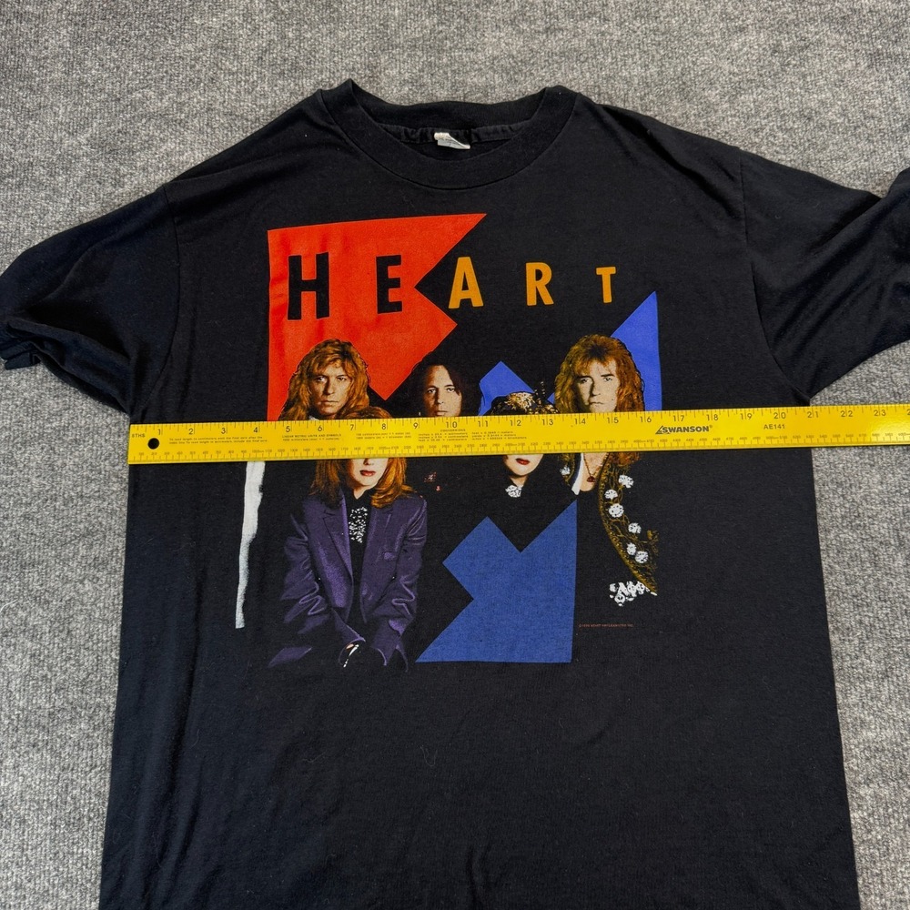 Vtg 1990 Heart Brigade Tour Shirt Anvil Value T Large L Band Concert Rock 50/50 - Picture 5 of 9